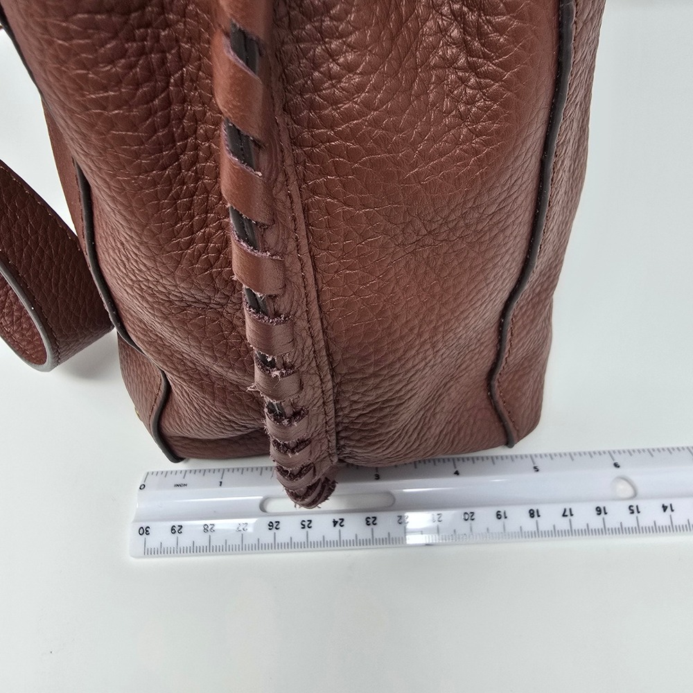 American Leather Co Luca Triple Entry Crossbody Bag Brown Leather Handbag Purse - Picture 6 of 16